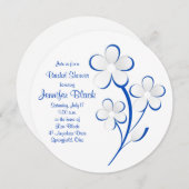 ブルー王室のホワイトデイジーブライダルシャワー招待 招待状 (正面/裏面)