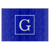 ブルー王室のホワイトフレームイニシャルモノグラム カッティングボード (正面)