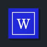 ブルー王室のホワイトフレームイニシャルモノグラム キャンバスプリント<br><div class="desc">青王室のと白の枠のイニシャルモノグラムスタイリッシュ無地のは、モノグラム、名前または他の文字用の白い枠の領域を持つ背景。また、文字フォントの変更、フォントのサイズと色の変更、文字の移動などを行うことができる。このもしデザインは他の色で欲しい、ちょうど私たちにメールをドロップ。2014 ©FantabulousPatterns全著作権所有</div>