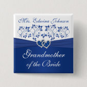 ブルー王室のホワイトフローラおばあちゃん 缶バッジ (正面)