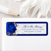 ブルー王室のホワイトフローラ結婚の差出人住所 ラベル (インサイチュ)