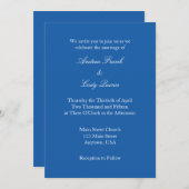 ブルー王室のホワイトプレーンシンプル結婚式招待状 招待状 (正面/裏面)