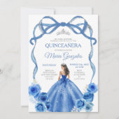 ブルー王室のボウプリンセスシルバークラウンキンセアニラ 招待状 (正面)