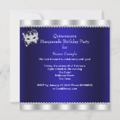 ブルー王室のマスカレードキンセアニェラマスクハイヒール 招待状 (裏面)