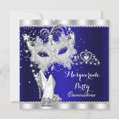 ブルー王室のマスカレードキンセアニェラマスクハイヒール 招待状 (正面)