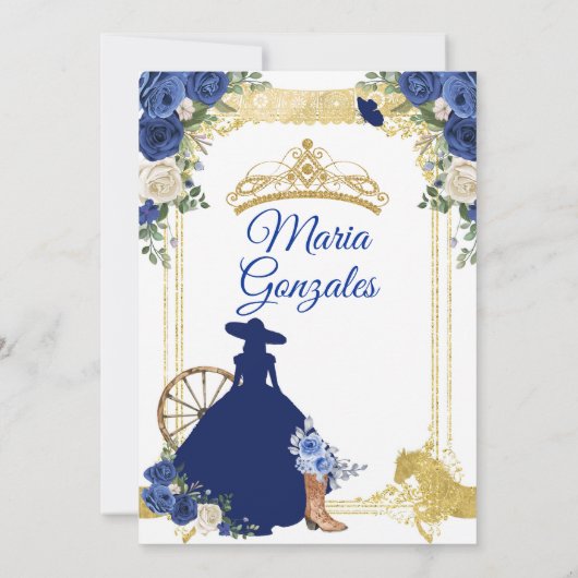 ブルー王室のミクインズ15アノス金ゴールドグリッター 招待状 (裏面)