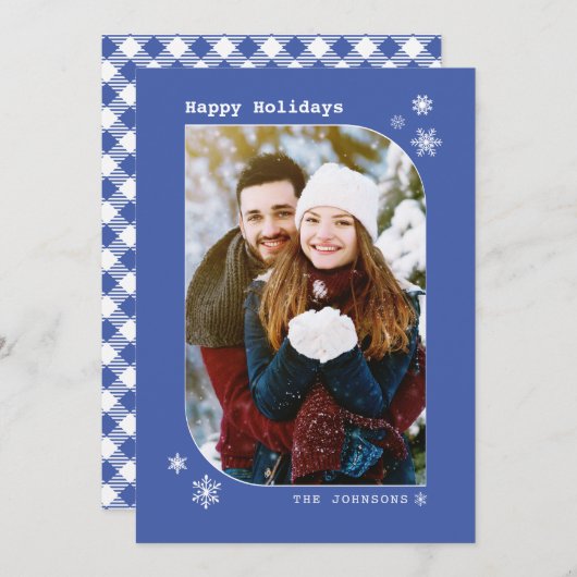 ブルー王室のミニマモダンリストフォトカード シーズンカード (正面/裏面)