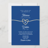 ブルー王室のミニマル結婚式招待状 招待状 (正面)