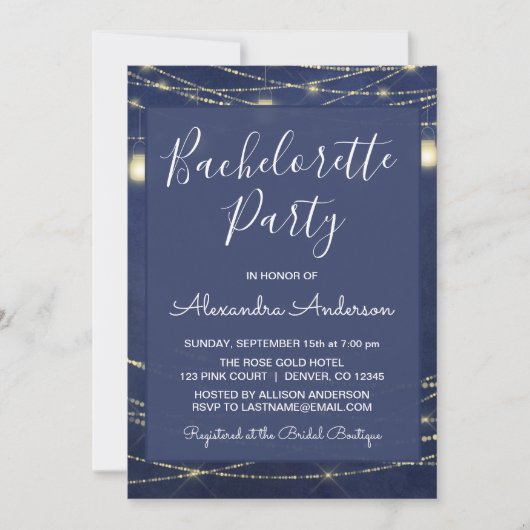ブルー王室のメイソンジャースバチェロレッテナイトアウトパーティー 招待状 (正面)