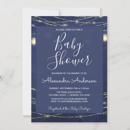 ブルー王室のメイソンジャースボーイズベビーシャワーパーティー 招待状 (正面)