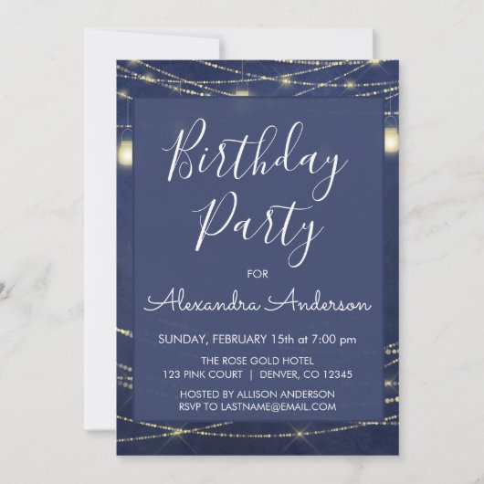 ブルー王室のメイソンジャースany age誕生日 招待状 (正面)