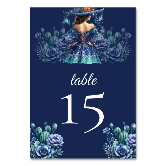 ブルー王室のメキシコスタイルキンセアニラ テーブルナンバー (裏面)