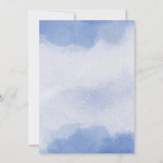 ブルー王室のユーカリ初の聖餐式の写真 招待状 (裏面)