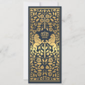 ブルー王室のライオン中世金ゴールド結婚ズ 招待状 (裏面)