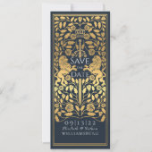 ブルー王室のライオン中世金ゴールド結婚ズ 招待状 (正面)