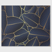 ブルー王室のラグジュアリー金ゴールドリーフギフト ラッピングペーパー (フラット)