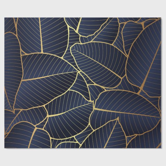 ブルー王室のラグジュアリー金ゴールドリーフギフト ラッピングペーパー (フラット)