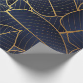 ブルー王室のラグジュアリー金ゴールドリーフギフト ラッピングペーパー (角)