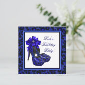 ブルー王室のレオパード誕生日パーティー 招待状 (スタンド正面)