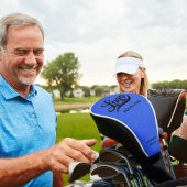 ブルー王室のレザー会社ロゴビジネスクラブ ゴルフヘッドカバー