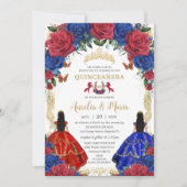 ブルー王室のレッドフローラ女子ツインズキンセアニラ15 招待状 (正面)