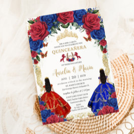 ブルー王室のレッドフローラ女子ツインズキンセアニラ15 招待状