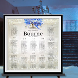 ブルー王室のロマンチックハートリーフツリー ポスター