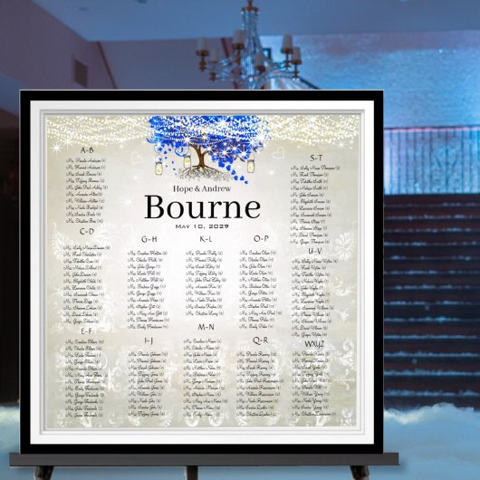 ブルー王室のロマンチックハートリーフツリー ポスター