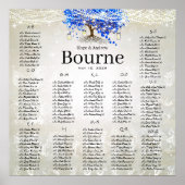 ブルー王室のロマンチックハートリーフツリー ポスター (正面)