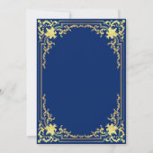 ブルー王室のヴィンテージウェディングフェイクゴールドフォイルエレガント 招待状 (裏面)