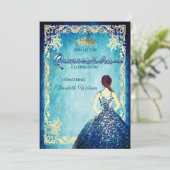 ブルー王室のヴィンテージガールティアラキンセアニラ 招待状 (スタンド正面)