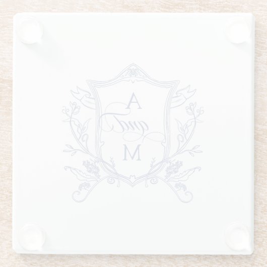 ブルー王室のヴィンテージクレスト結婚の感謝 ガラスコースター (裏面)