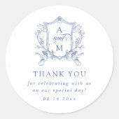 ブルー王室のヴィンテージクレスト結婚の感謝 ラウンドシール (正面)