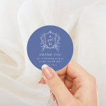 ブルー王室のヴィンテージクレスト結婚の感謝 ラウンドシール<br><div class="desc">この美しいデザインは素敵なコレクションの一部だ！繊細なヴィンテージフレームとエレガント文字。</div>