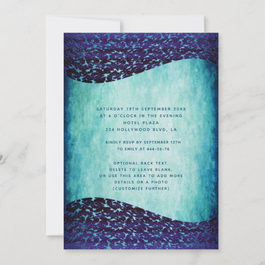 ブルー王室のヴィンテージドレスダマスクティアラ・キンセアニラ 招待状 (裏面)