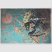 ブルー王室のヴィンテージフローラピーコックスパイダーデザイン 薄葉紙 (正面)