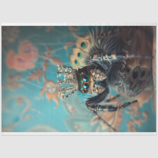 ブルー王室のヴィンテージフローラピーコックスパイダーデザイン 薄葉紙 (正面)