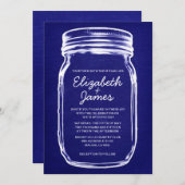 ブルー王室のヴィンテージメイスンジャー結婚式招待状 招待状 (正面/裏面)