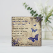 ブルー王室のヴィンテージ蝶ウェディングアクト2 招待状 (スタンド正面)