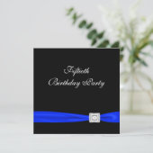 ブルー王室の女性ズクラシーブラック50thバースデーパーティー 招待状 (スタンド正面)