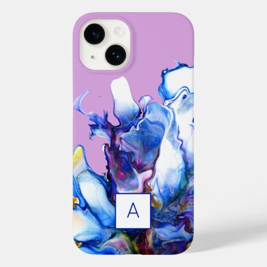 ブルー王室の抽象芸術フルードアーモノグラムのト Case-Mate iPhoneケース (裏面)