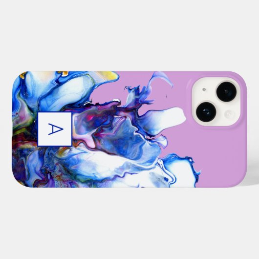 ブルー王室の抽象芸術フルードアーモノグラムのト Case-Mate iPhoneケース (裏面 (横))