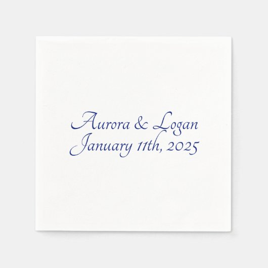 ブルー王室の文字伝統的結婚ズカクテル スタンダードカクテルナプキン (正面)