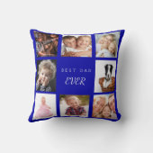 ブルー王室の最高のパパ写真コラージュ クッション (裏面)