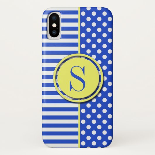 ブルー王室の水玉模様·ストライプモノグラム·セイロール Case-Mate iPhoneケース (裏面)