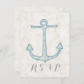 ブルー王室の素朴いかりウェディングRSVPポストカード インビテーションポストカード (正面/裏面)