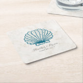 ブルー王室の素朴シーセ結婚ル スクエアペーパーコースター (アングル)