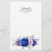 ブルー王室の薄紫パープルフローラブライダルシャワーゲーム (裏面)