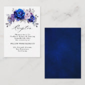 ブルー王室の薄紫パープルフローラ結婚披露宴 エンクロージャーカード (正面/裏面)
