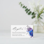 ブルー王室の薄紫パープルフローラ結婚披露宴 エンクロージャーカード (スタンド正面)